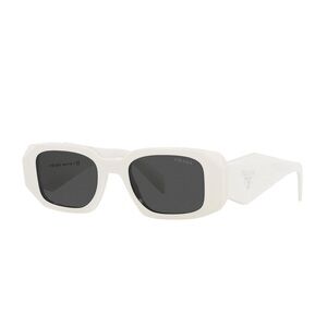 Prada SPR17W 142-5S0 talc white dark grey lense rectangle sunglasses